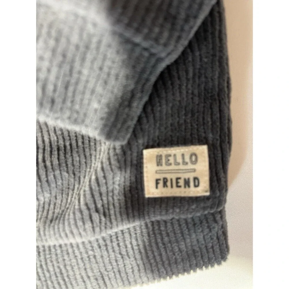 Carter's 12-18M Gray Corduroy Henley Long Sleeve Shirt Hello Friend